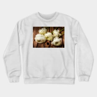 Five White Ranunculos Flowers Crewneck Sweatshirt